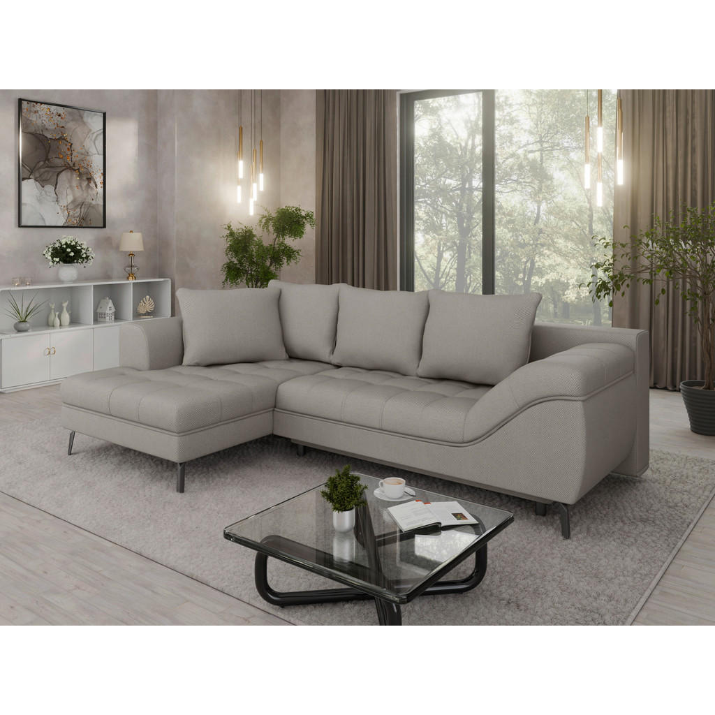 Thumbnail - Stylife Ecksofa, Graubraun, Textil, 3-Sitzer, Füllung: Schaumstoffflocken,Schaumstoffflocken, Ottomane links, L-Form, 27...