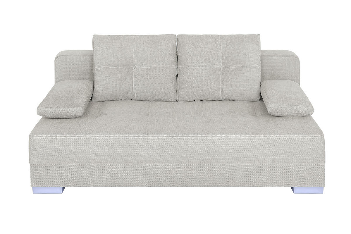 SCHLAFSOFA  mit Webstoff Creme  - Chromfarben/Creme, Design, Kunststoff/Textil (200/90/110cm) - P & B