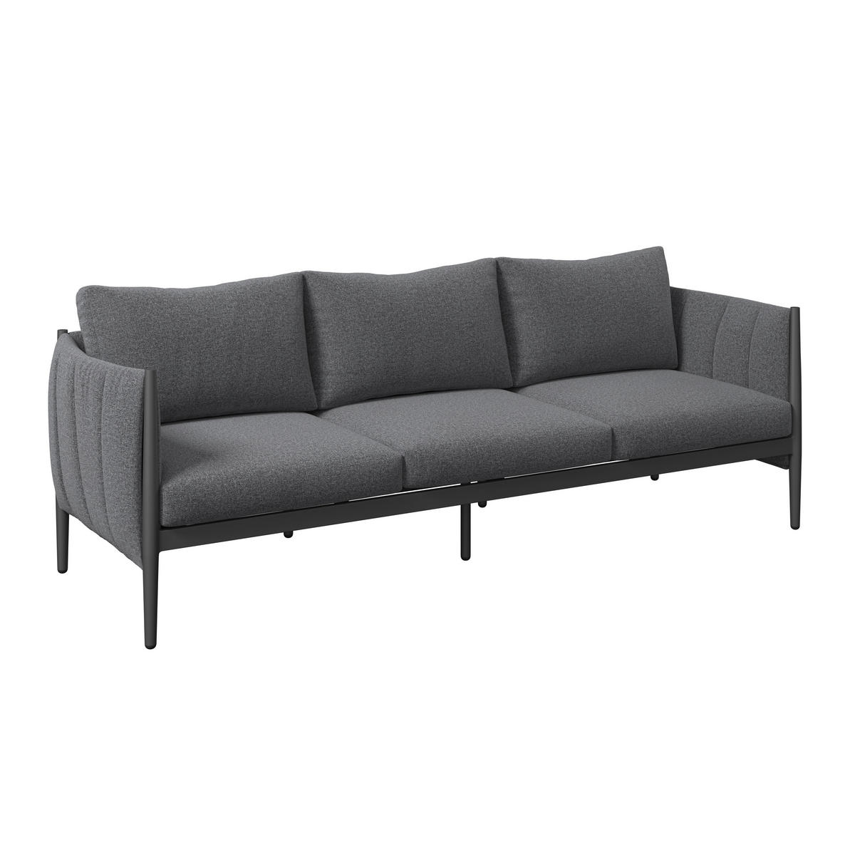 LOUNGEGARNITUR Aluminium  - Dunkelgrau/Grau, MODERN, Textil/Metall (393/69/174cm) - Ambia Garden