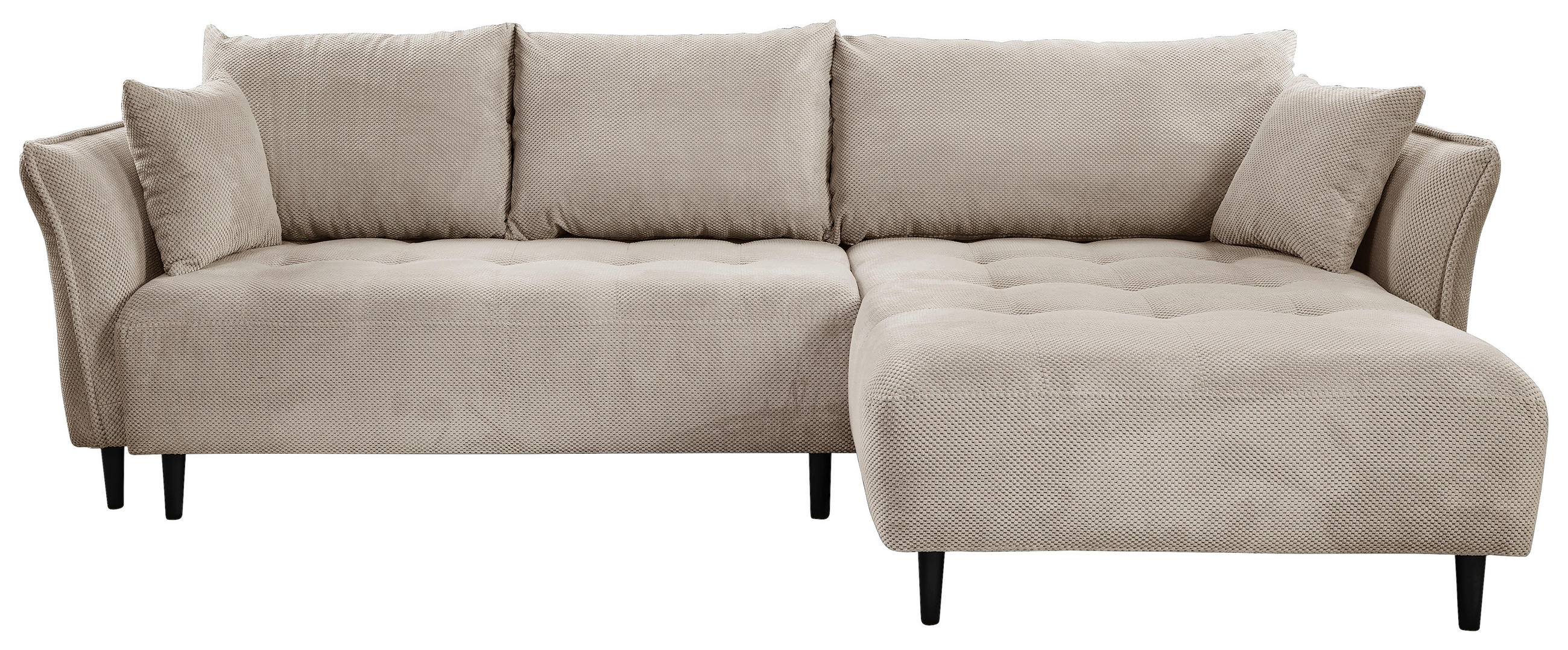 ECKSOFA in Chenille Creme  - Creme/Schwarz, KONVENTIONELL, Holz/Textil (290/160cm) - Carryhome