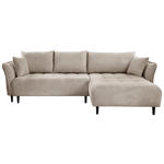 ECKSOFA in Chenille Creme  - Creme/Schwarz, KONVENTIONELL, Holz/Textil (290/160cm) - Carryhome