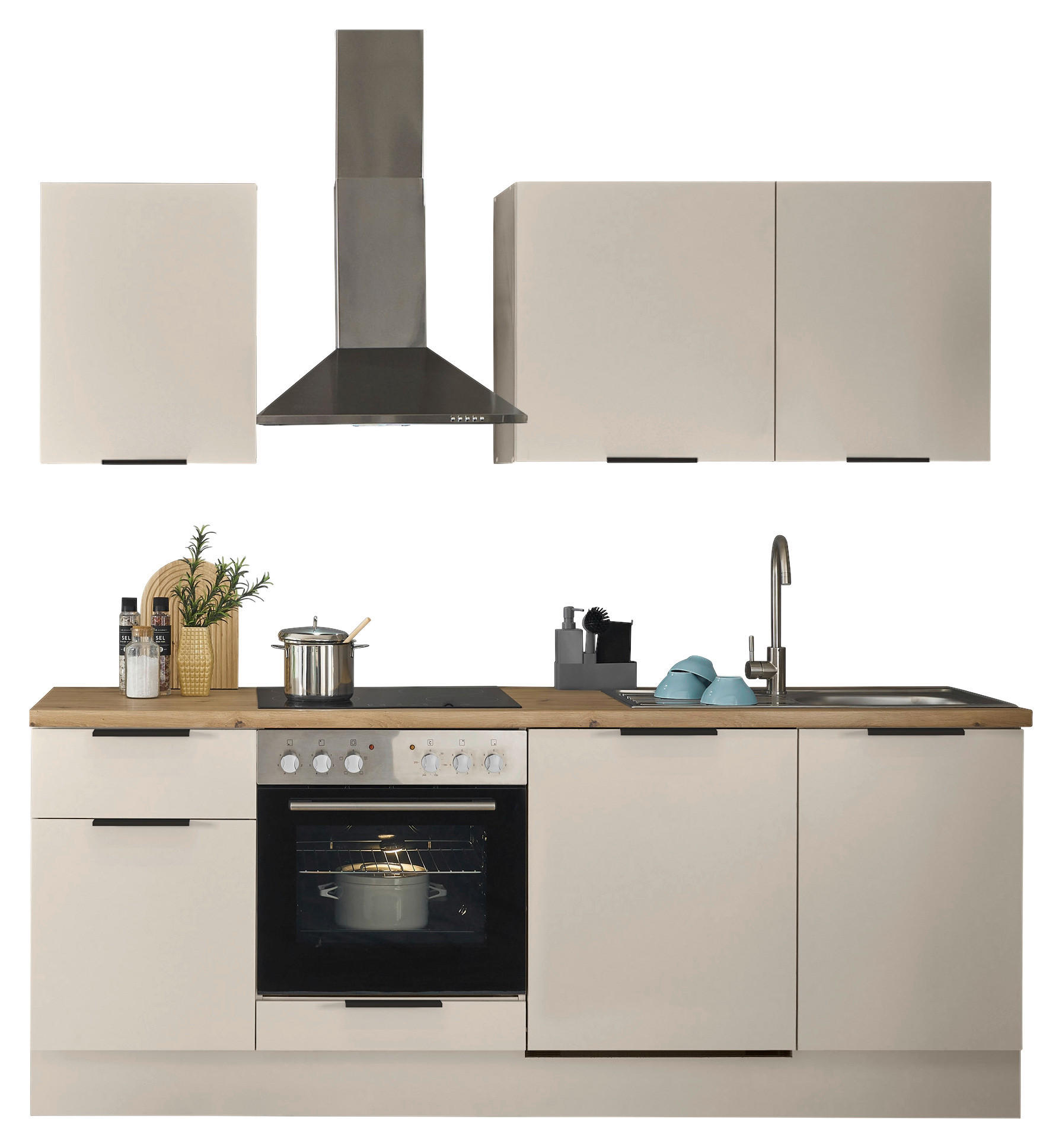 KÜCHENBLOCK MULTAN  in Kaschmir  - Kaschmir/Schwarz, Basics, Holzwerkstoff/Metall (220/211/60cm) - Carryhome