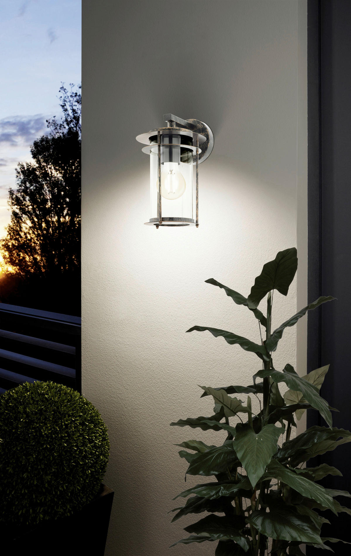 VONKAJŠIE NÁSTENNÉ SVIETIDLO,  16,5/27,5/20 cm - priehľadné/medená, Basics, kov/sklo (16,5/27,5/20cm) - Eglo