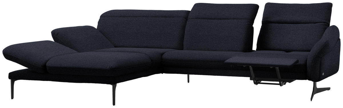 ECKSOFA in Webstoff Dunkelblau  - Anthrazit/Dunkelblau, Design, Textil/Metall (203/299cm) - Himolla
