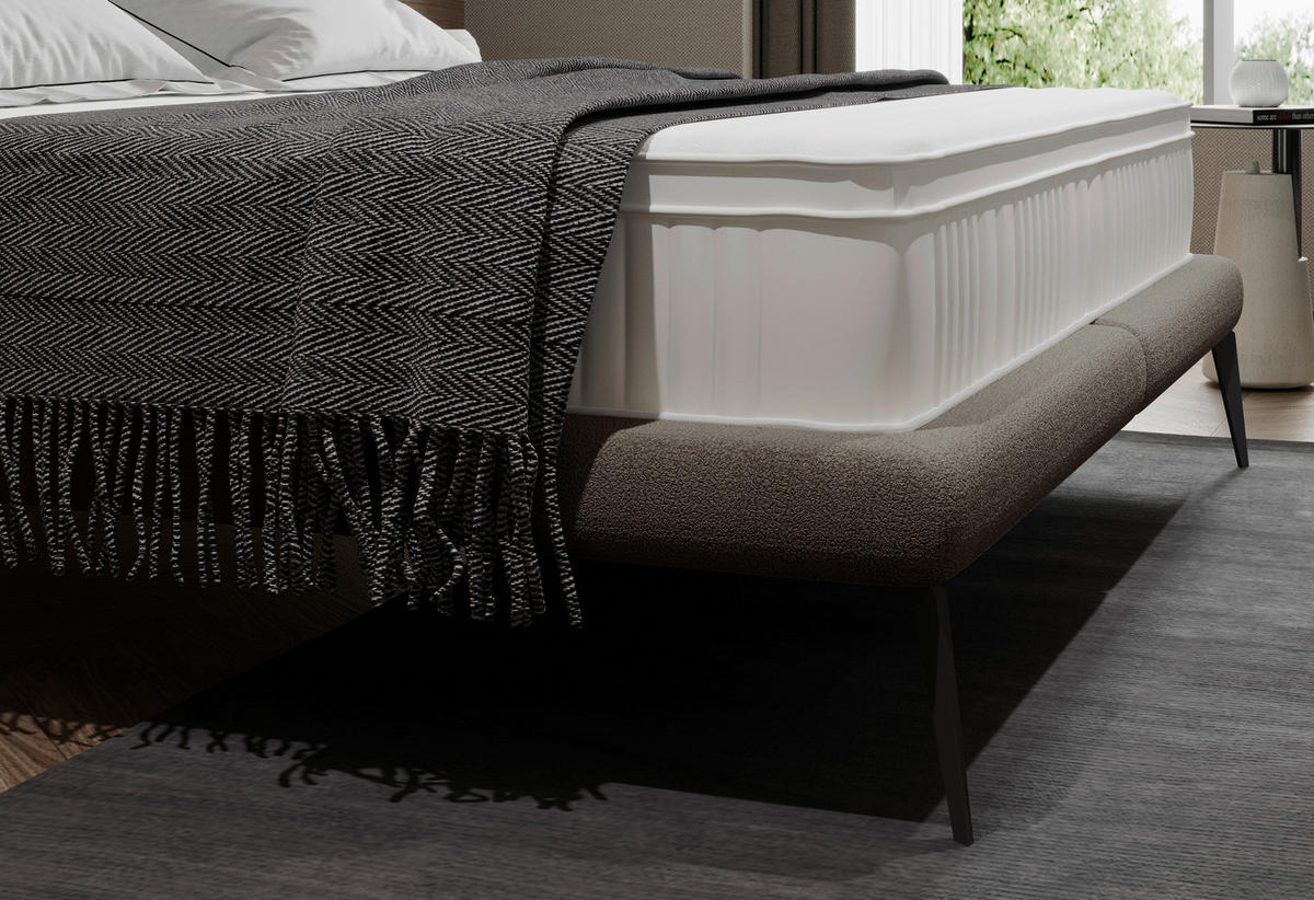 Polsterbett inkl. Matratze 180/200 cm  in Dunkelgrau  - Weiss/Dunkelgrau, Modern, Textil/Metall (180/200cm) - Livetastic