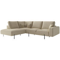 ECKSOFA Cappuccino Flachgewebe  - Schwarz/Cappuccino, Design, Textil/Metall (223/280cm) - Novel