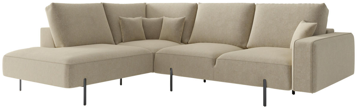 ECKSOFA Cappuccino Flachgewebe  - Schwarz/Cappuccino, Design, Textil/Metall (223/280cm) - Novel