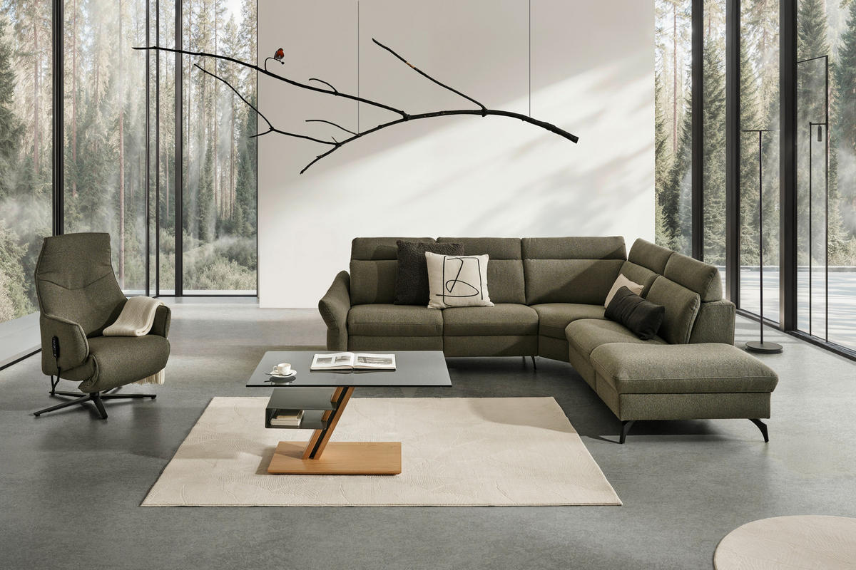 ECKSOFA Flachgewebe Taupe  - Taupe/Anthrazit, Konventionell, Textil/Metall (272/233cm) - Himolla Komfortklass