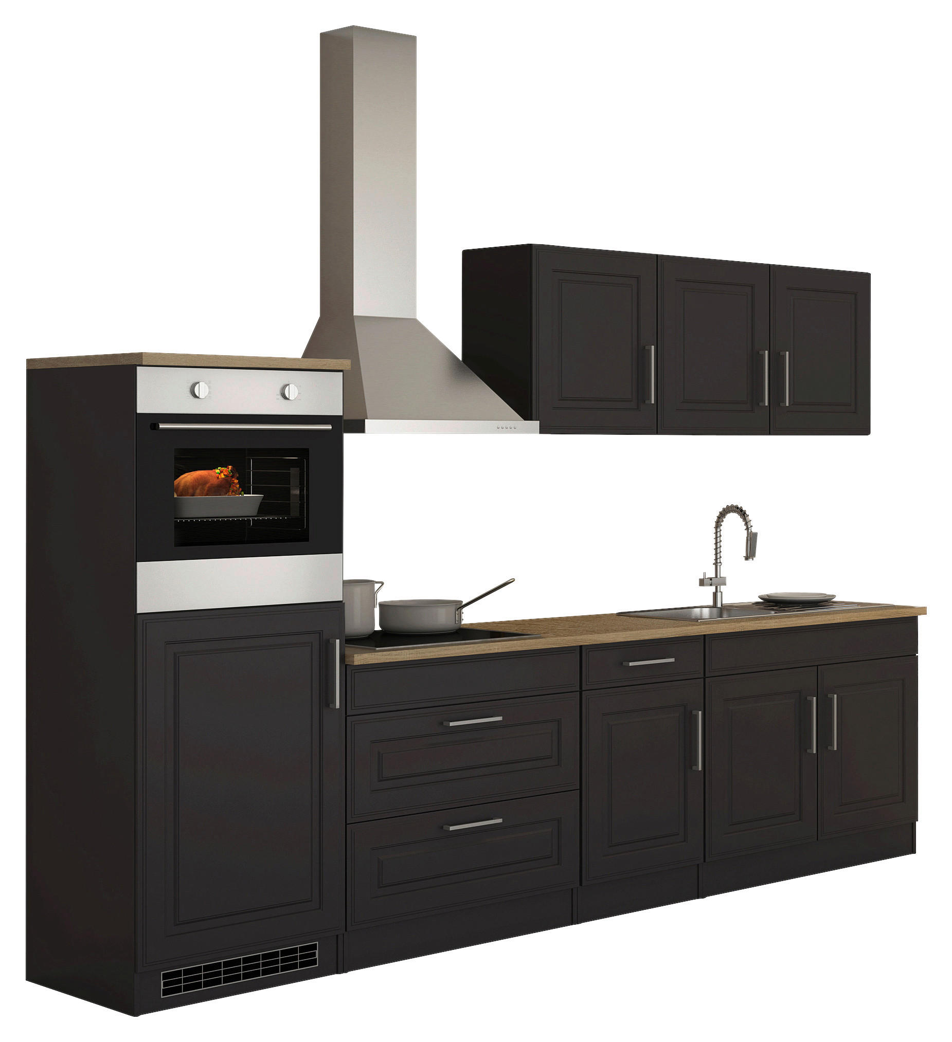 KÜCHENBLOCK 290 cm   in Graphitfarben, Sonoma Eiche  - Alufarben/Graphitfarben, Modern, Holzwerkstoff/Metall (290cm) - Held
