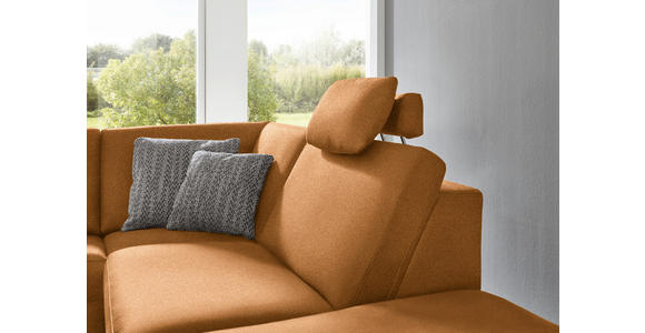 ECKSOFA in Mikrofaser Hellbraun 275/242 cm - Hellbraun/Alufarben, Design, Textil/Metall (275/242cm) - Dieter Knoll