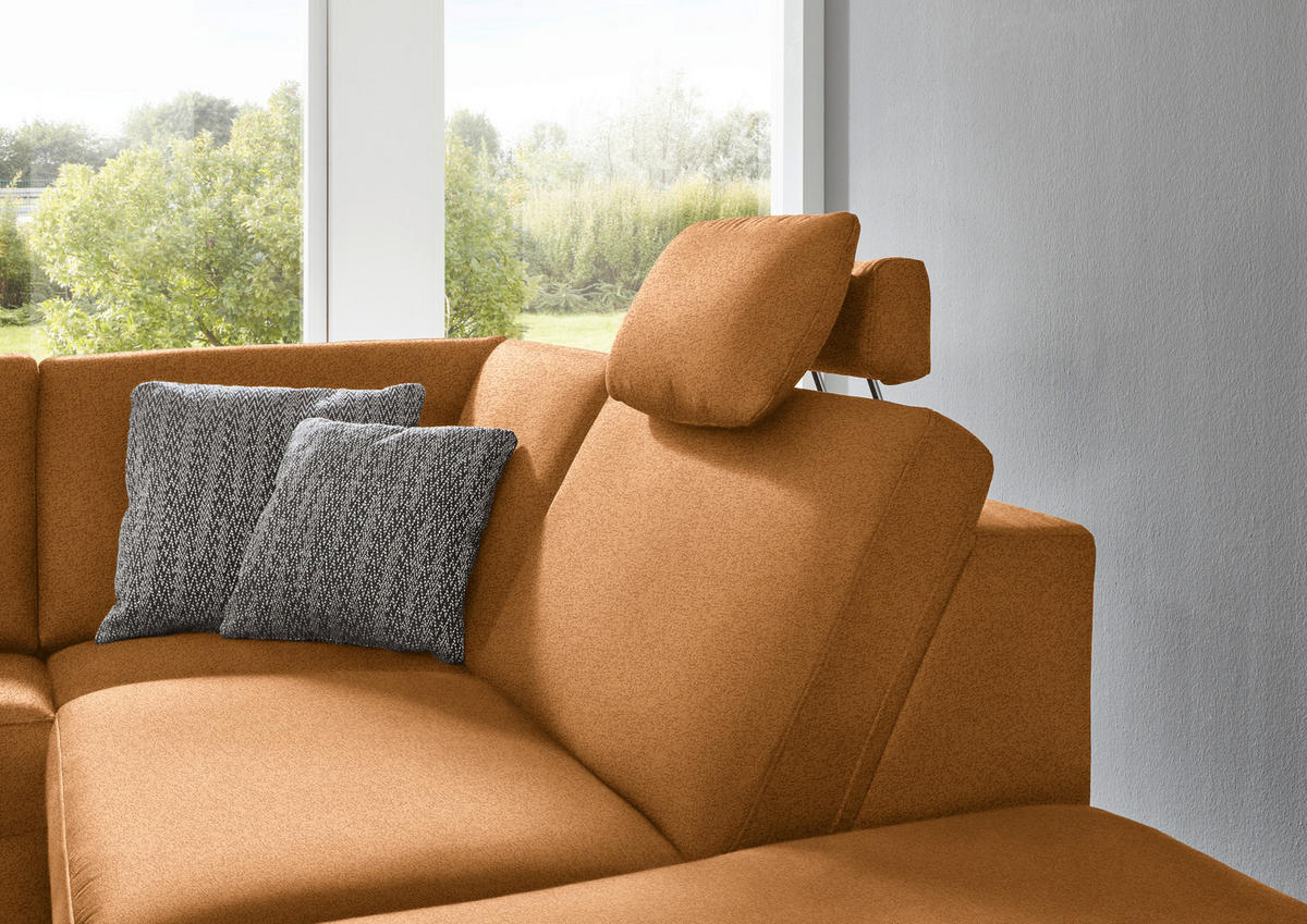 ECKSOFA in Mikrofaser Hellbraun  - Hellbraun/Alufarben, Design, Textil/Metall (275/242cm) - Dieter Knoll