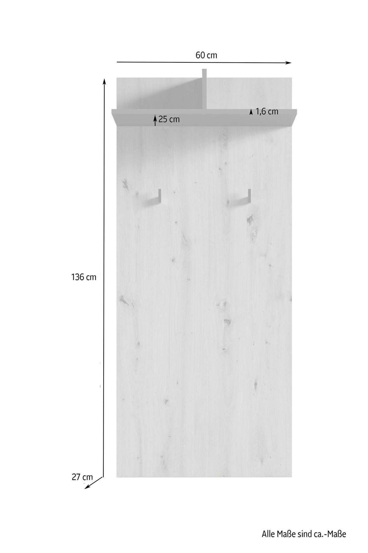 GARDEROBENPANEEL  in 60/136/27 cm  - Alteiche/Anthrazit, MODERN, Holzwerkstoff (60/136/27cm) - MID.YOU