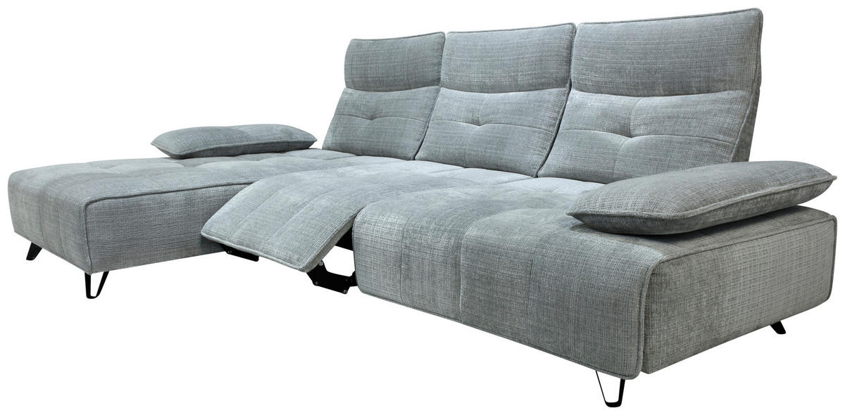 ECKSOFA Hellgrau Chenille  - Hellgrau/Schwarz, Design, Kunststoff/Textil (162/314cm) - Livetastic
