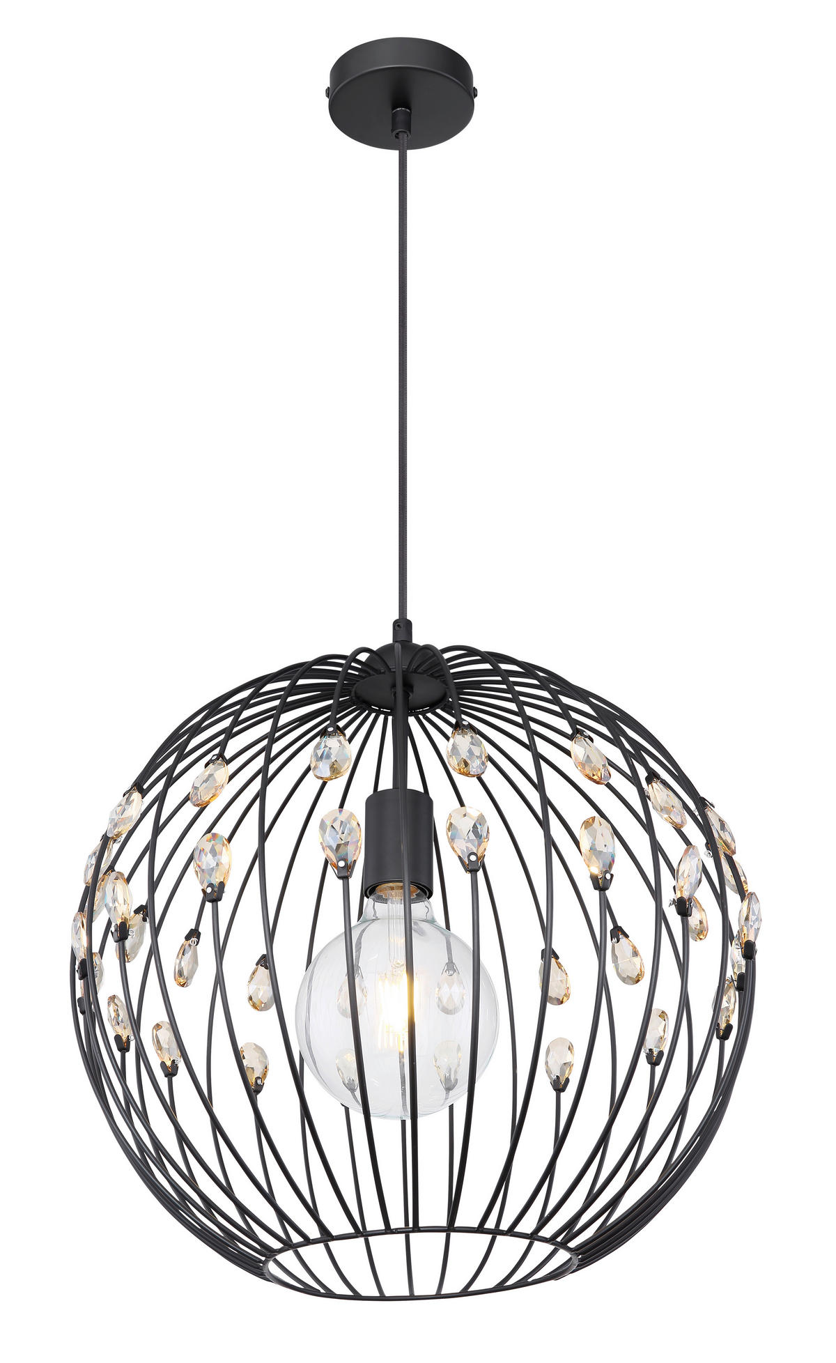 HÄNGLAMPA 40/120 cm  - svart, Basics, metall/glas (40/120cm) - Globo