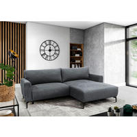 ECKSOFA Hellblau Flachgewebe  - Schwarz/Hellblau, Design, Textil/Metall (240/163cm) - MID.YOU