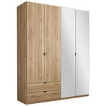 DREHTÜRENSCHRANK  in Eichefarben  - Eichefarben/Schwarz, KONVENTIONELL, Glas/Holzwerkstoff (180/225,5/57cm) - Xora