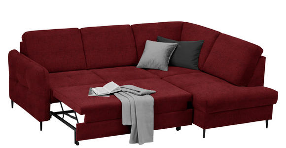 ECKSOFA in Chenille Rot  - Rot/Schwarz, MODERN, Holz/Textil (241/184cm) - Carryhome