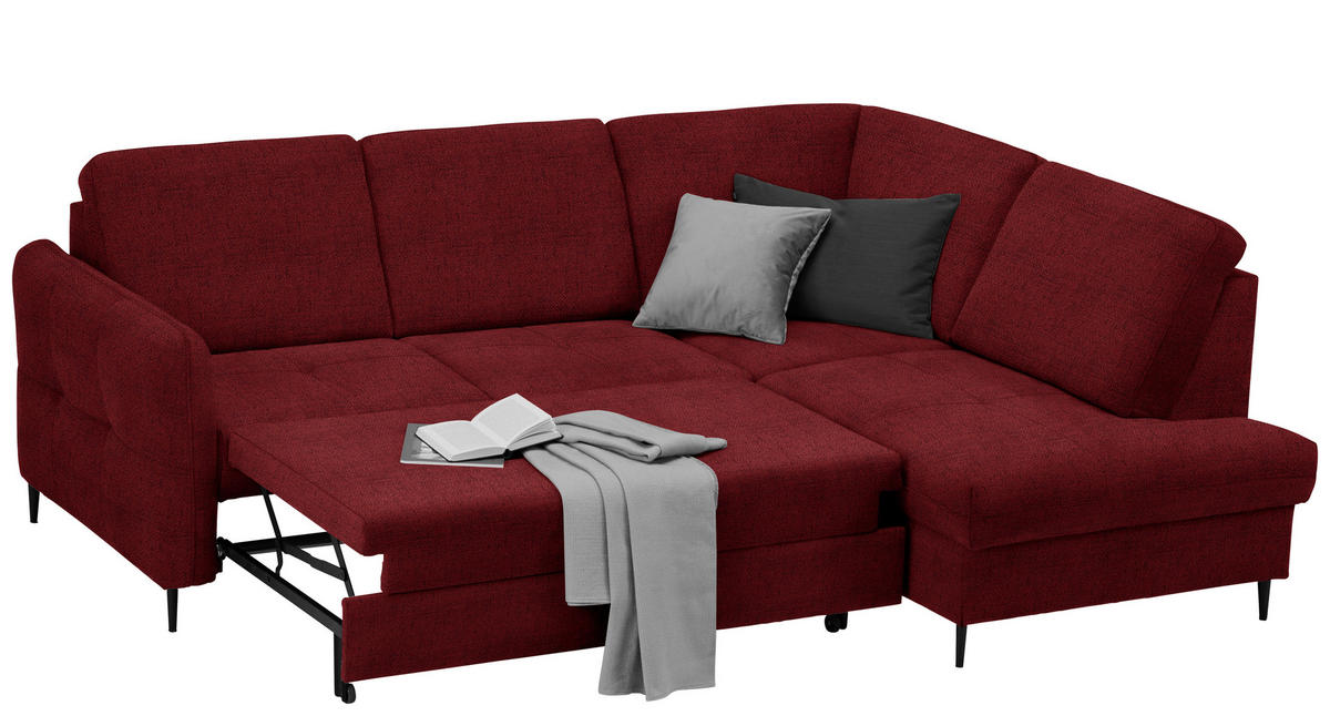 ECKSOFA in Chenille Rot  - Rot/Schwarz, Modern, Holz/Textil (241/184cm) - Carryhome