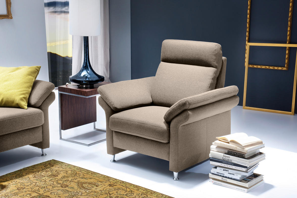 FERNSEHSESSEL  mit Relaxfunktion Flachgewebe Taupe  - Taupe/Alufarben, MODERN, Textil/Metall (96/103/89cm) - Pure Home Comfort