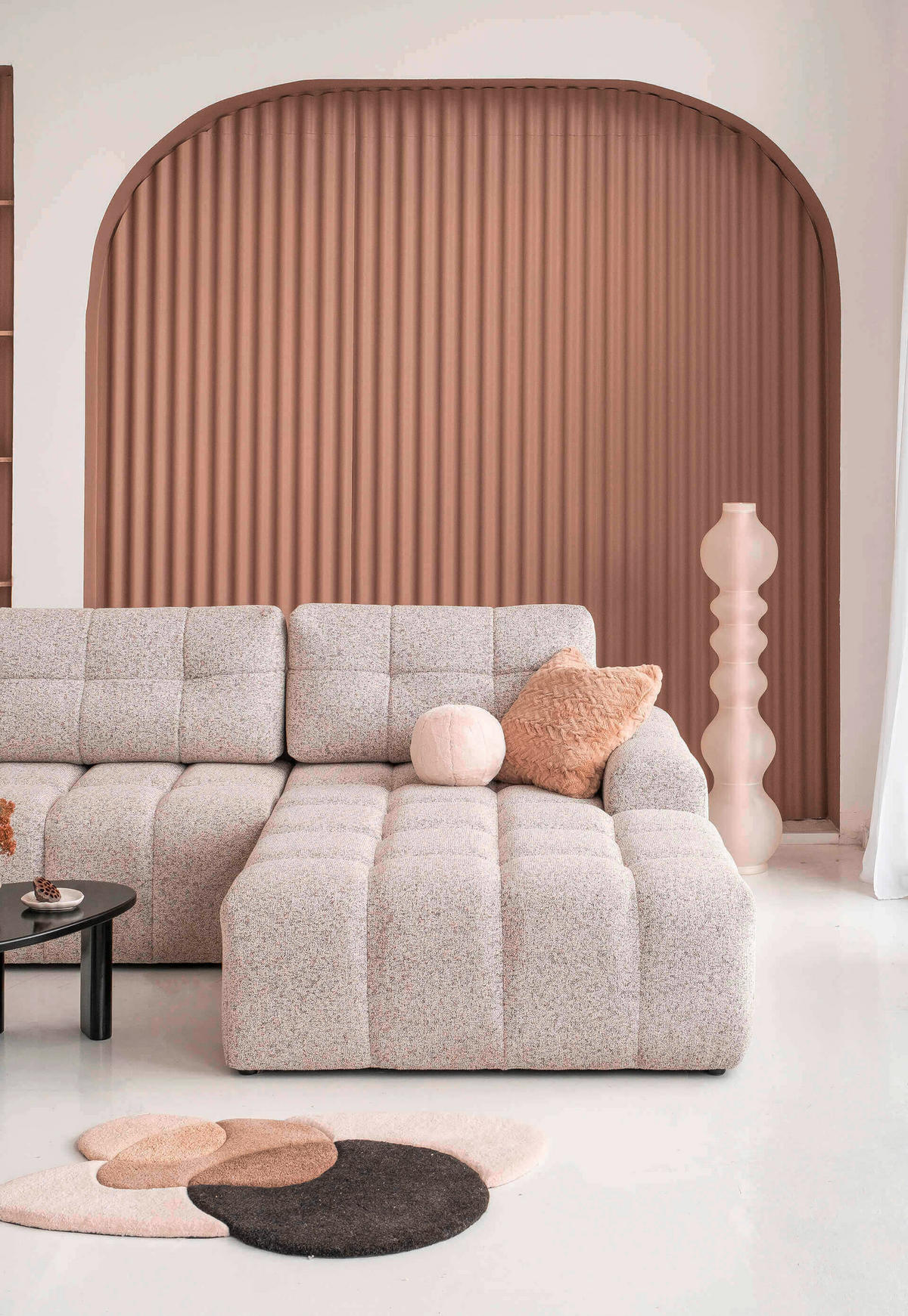 WOHNLANDSCHAFT in Taupe  - Taupe/Schwarz, Design, Kunststoff/Textil (184/333/213cm) - MID.YOU