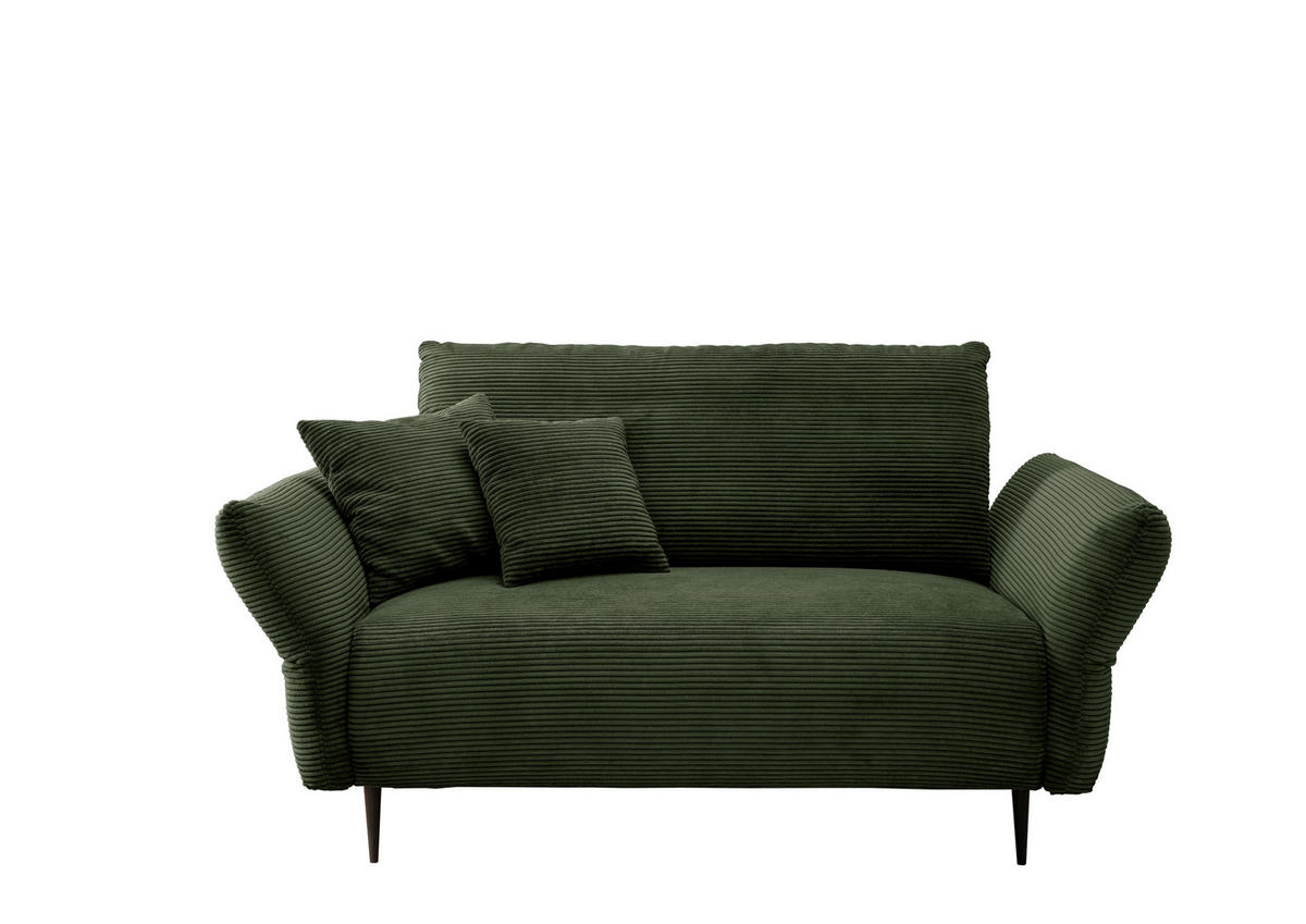2-SITZER-SOFA in Cord Dunkelgrün  - Dunkelgrün/Schwarz, Design, Textil/Metall (163/97/102cm) - Livetastic