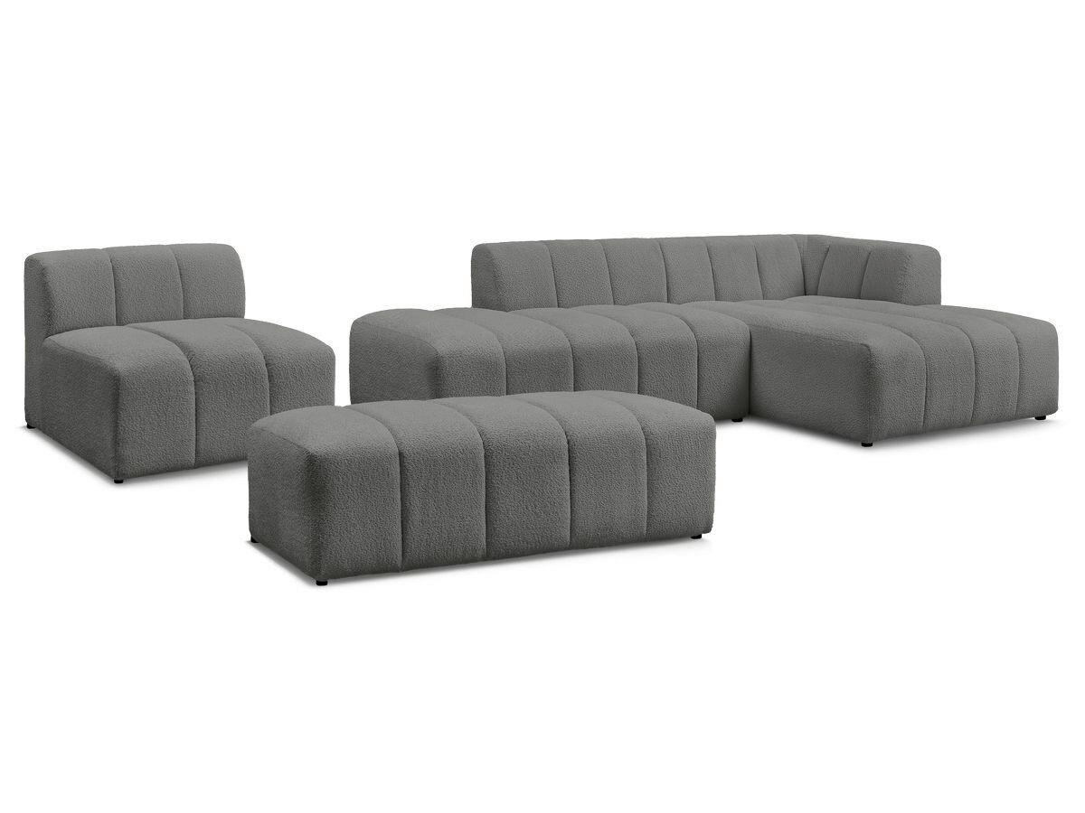 ECKSOFA Ottomane rechts  ANNECY Dunkelgrau Bouclé  - Dunkelgrau/Schwarz, MODERN, Kunststoff/Textil (262/170cm)