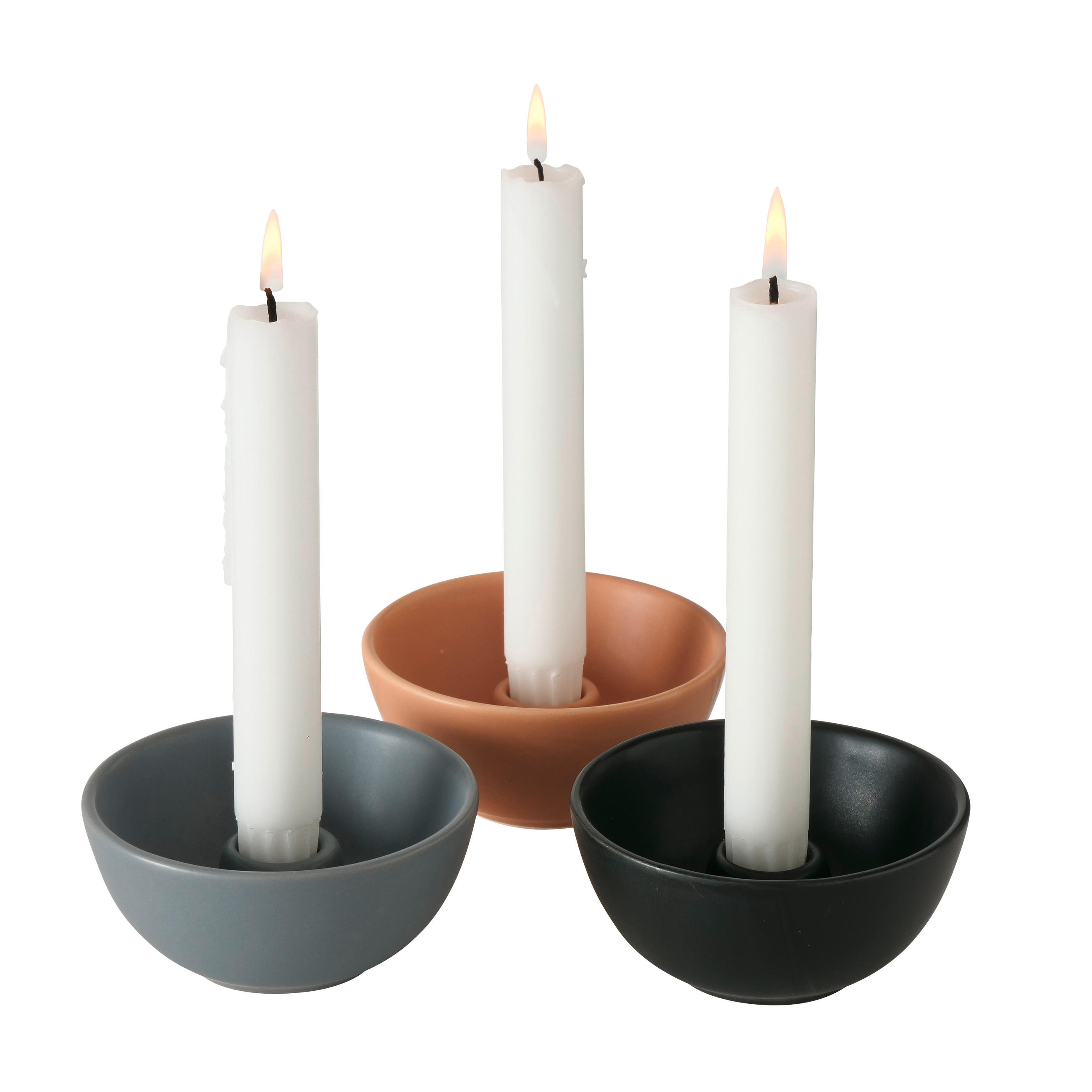 LJUSSTAKE  - beige/svart, Basics, keramik (10/5cm)
