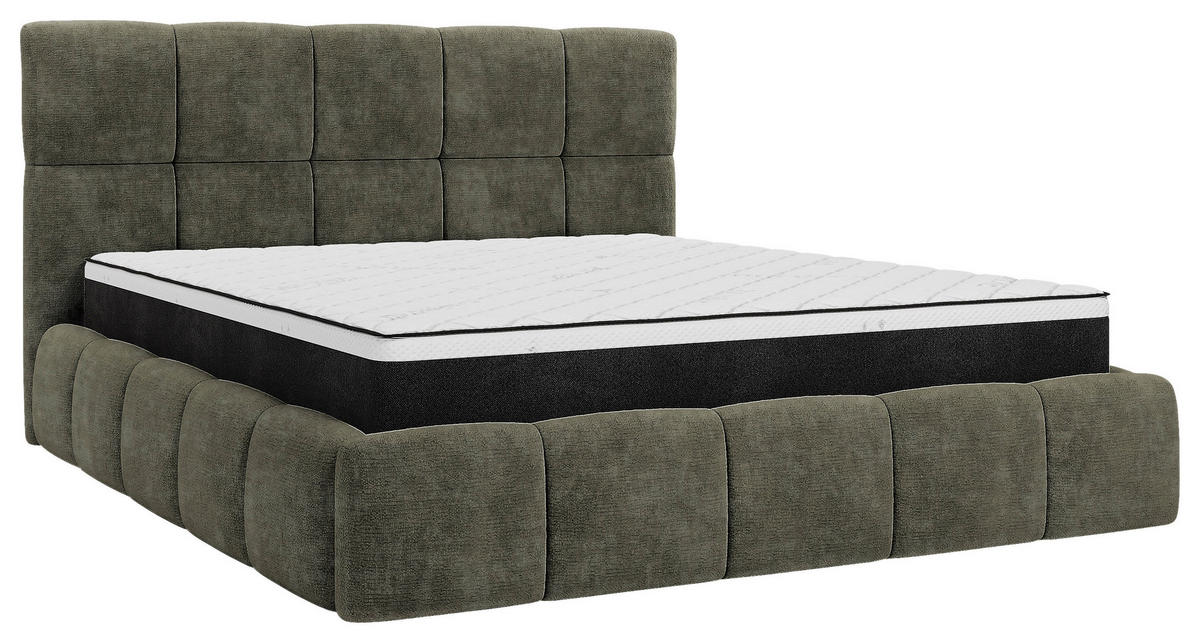 POLSTERBETT 180/200 cm,  in Grau, gepolstertes Kopfteil, Lattenrost, Bettkasten,  - Schwarz/Grau, MODERN, Holz/Holzwerkstoff (180/200cm) - MID.YOU