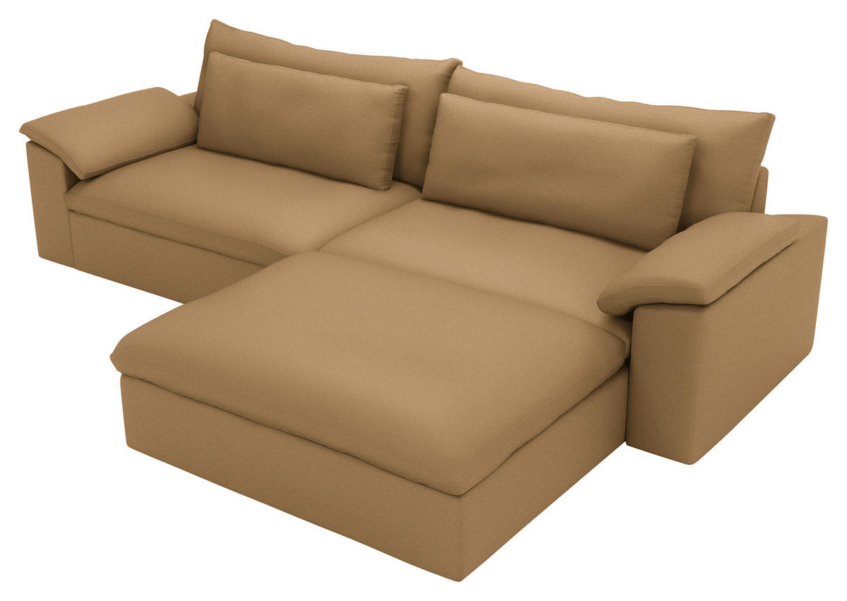 ECKSOFA  Chenille Cognac  - Cognac/Schwarz, Modern, Kunststoff/Textil (306/198cm) - Carryhome