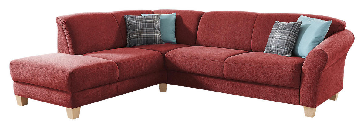 ECKSOFA in Flachgewebe Rot  - Rot/Naturfarben, Konventionell, Holz/Textil (212/257cm) - Sit & More