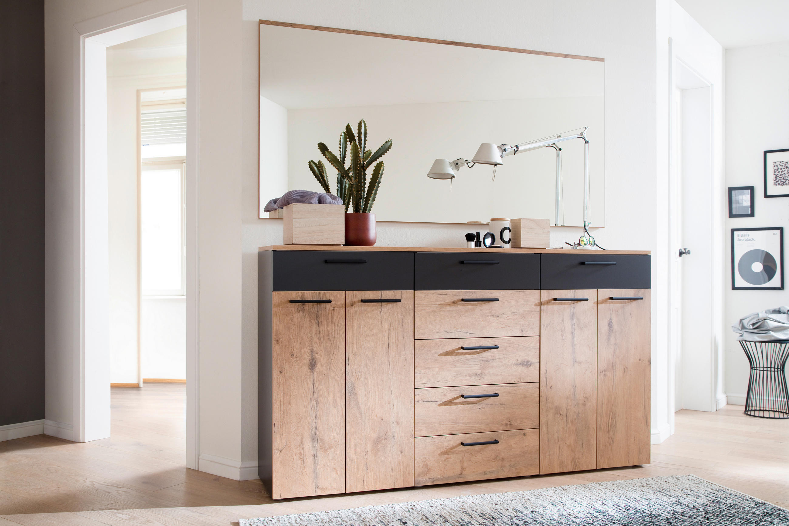 GARDEROBE 2-teilig in 180/195/38 cm - Eichefarben/Anthrazit, Konventionell, Holzwerkstoff (180/195/38cm) - Moderano
