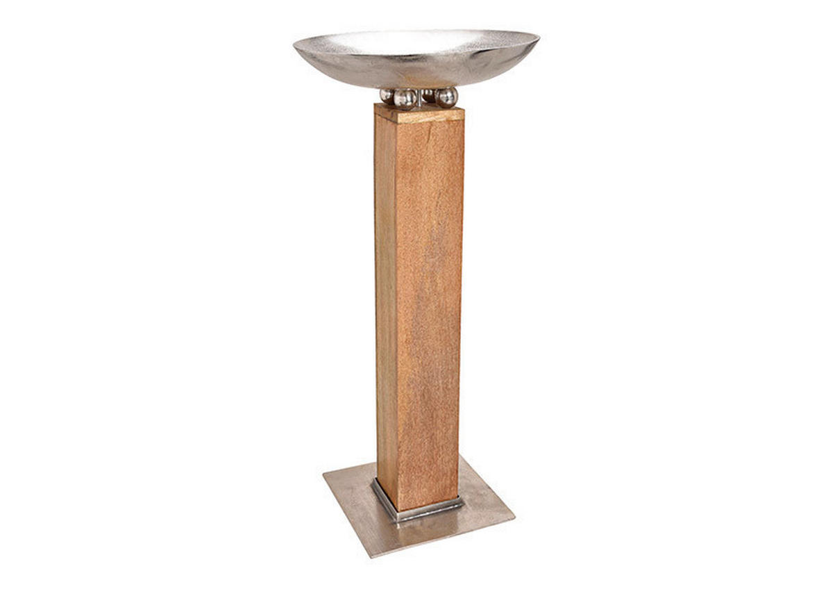 DEKOSÄULE  - Silberfarben/Braun, KONVENTIONELL, Holz/Metall (59/125/59cm)