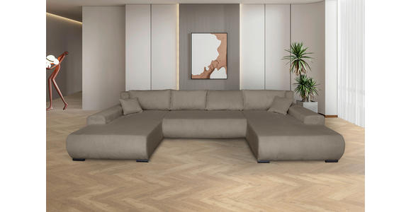 WOHNLANDSCHAFT  in Cord Taupe  - Taupe/Schwarz, KONVENTIONELL, Textil/Metall (191/351/191cm) - Carryhome