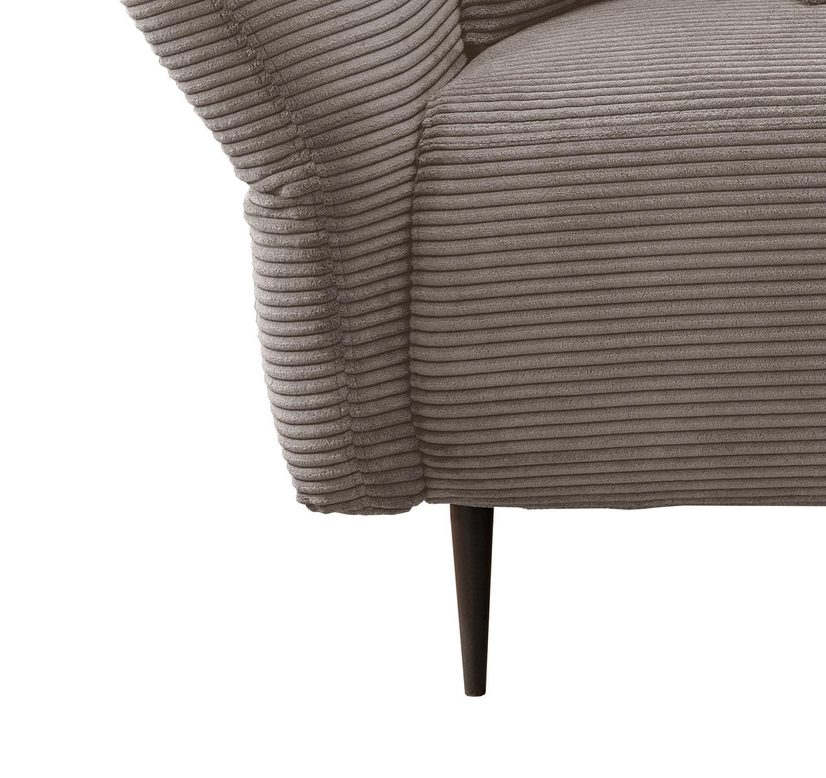 ECKSOFA in Cord Graubraun  - Graubraun/Schwarz, Design, Textil/Metall (256/256cm) - Livetastic