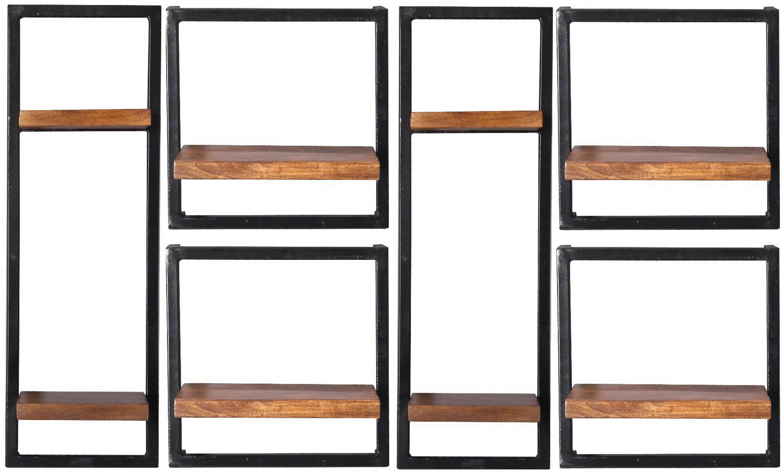 WANDREGALSET 135/75/25 cm  - Schwarz/Naturfarben, Design, Holz/Metall (135/75/25cm) - MID.YOU