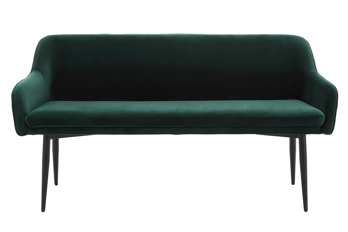 SITZBANK 160/85/61 cm Samt Waldgrün Metall  - Waldgrün/Schwarz, MODERN, Textil/Metall (160/85/61cm) - Livetastic