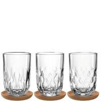 LATTE-MACCHIATO-GLAS GOCCE  - Klar/Braun, KONVENTIONELL, Glas/Holz - Leonardo