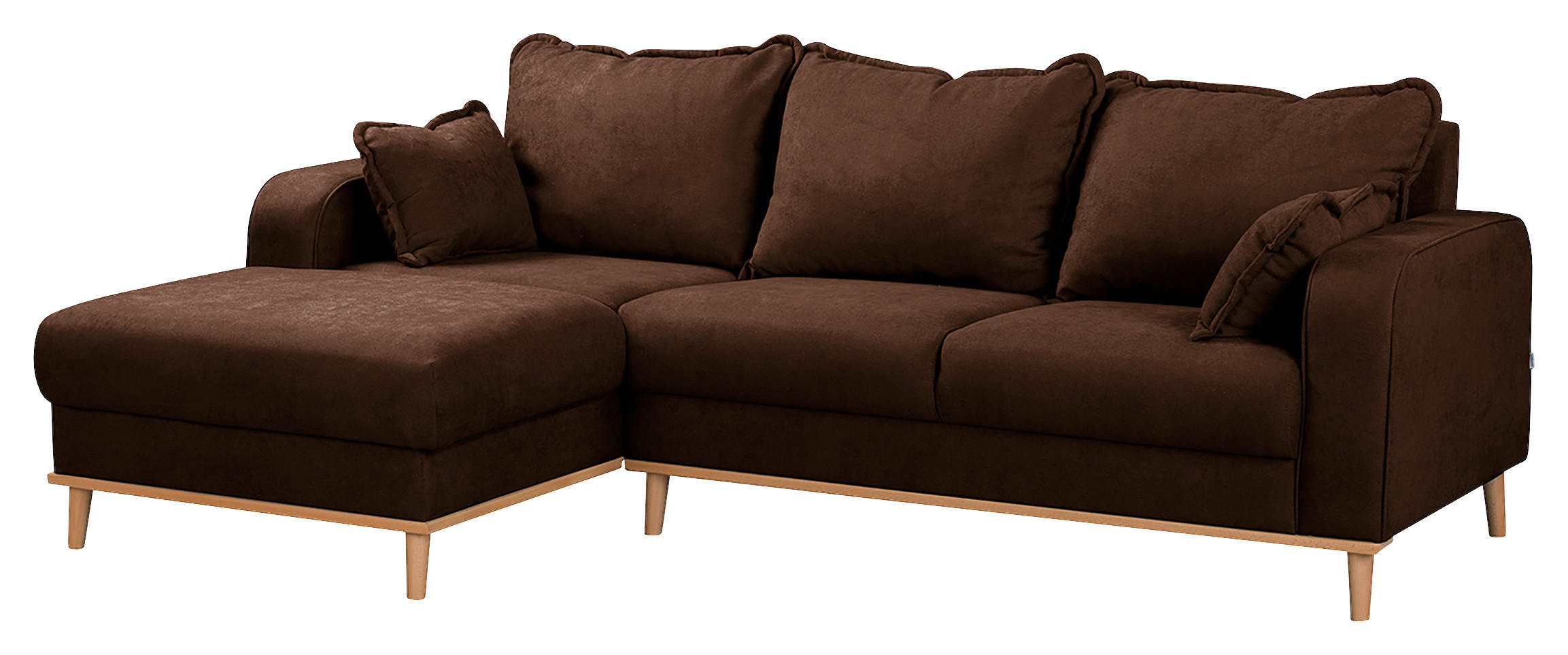 ECKSOFA in Mikrofaser Braun  - Wengefarben/Braun, Design, Holz/Textil (150/230cm) - Livetastic