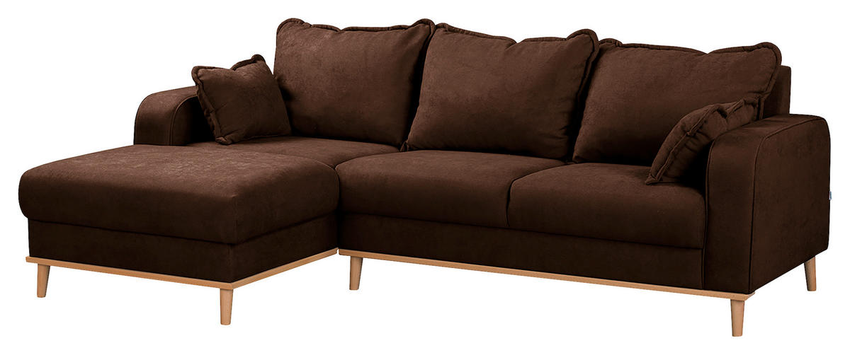ECKSOFA in Mikrofaser Braun  - Wengefarben/Braun, Design, Holz/Textil (150/230cm) - Livetastic