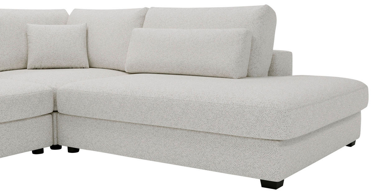 ECKSOFA in Plüsch, Bouclé Beige  - Beige/Schwarz, Design, Kunststoff/Textil (332/244cm) - Livetastic