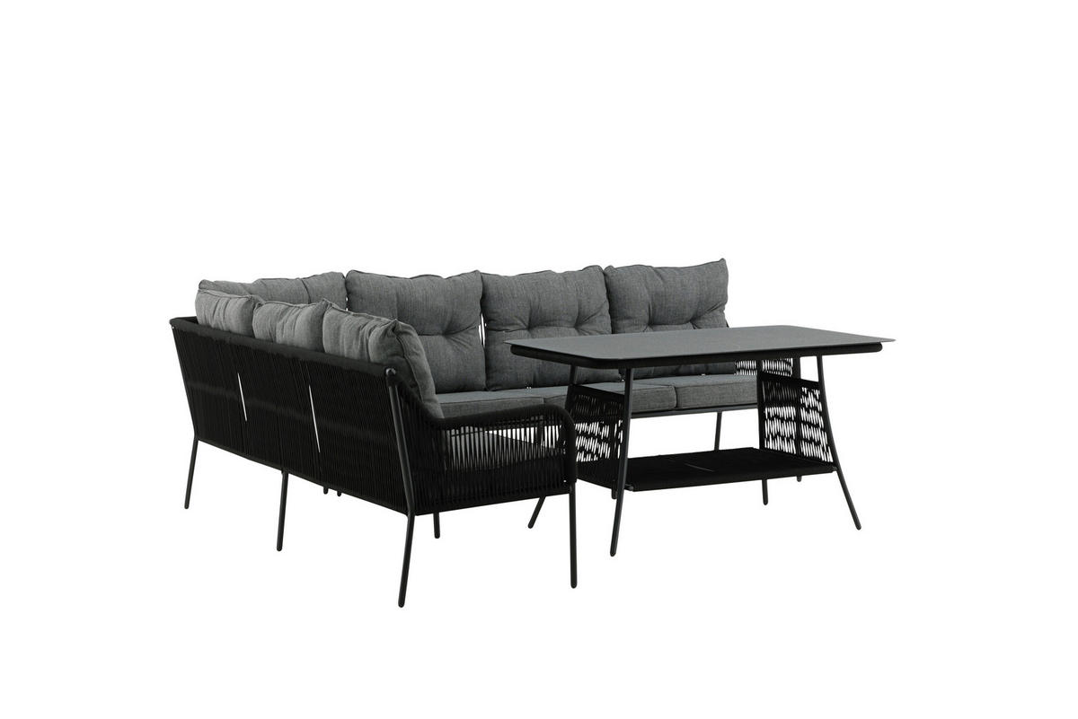 DINING-LOUNGESET 173/196 cm Stahl  - Schwarz, KONVENTIONELL, Metall (173/196cm) - Gardenson