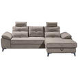 ECKSOFA Sandfarben Mikrovelours  - Sandfarben/Chromfarben, KONVENTIONELL, Kunststoff/Textil (270/170cm) - Carryhome