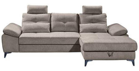 ECKSOFA Sandfarben Mikrovelours  - Sandfarben/Chromfarben, KONVENTIONELL, Kunststoff/Textil (270/170cm) - Carryhome