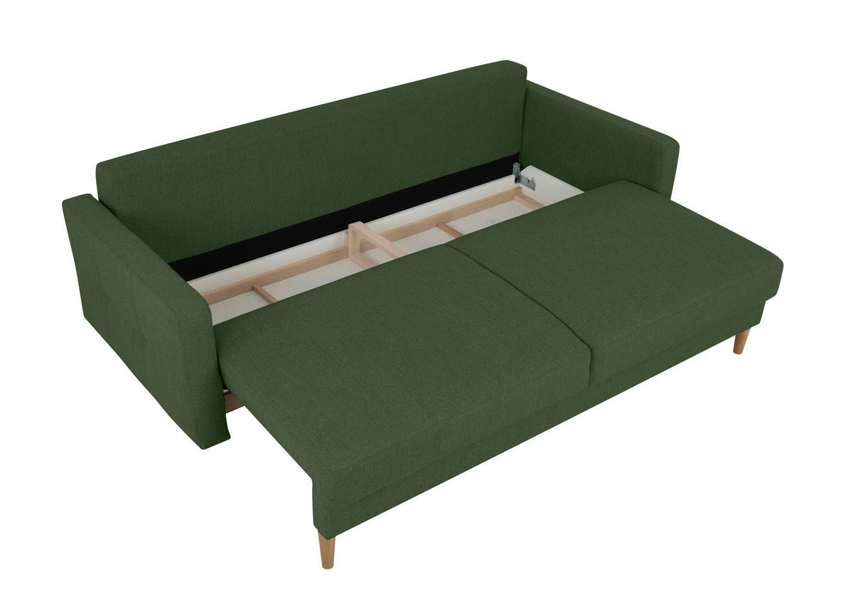 SCHLAFSOFA Grün  - Buchefarben/Grün, Design, Holz/Textil (222/93/99cm) - MID.YOU