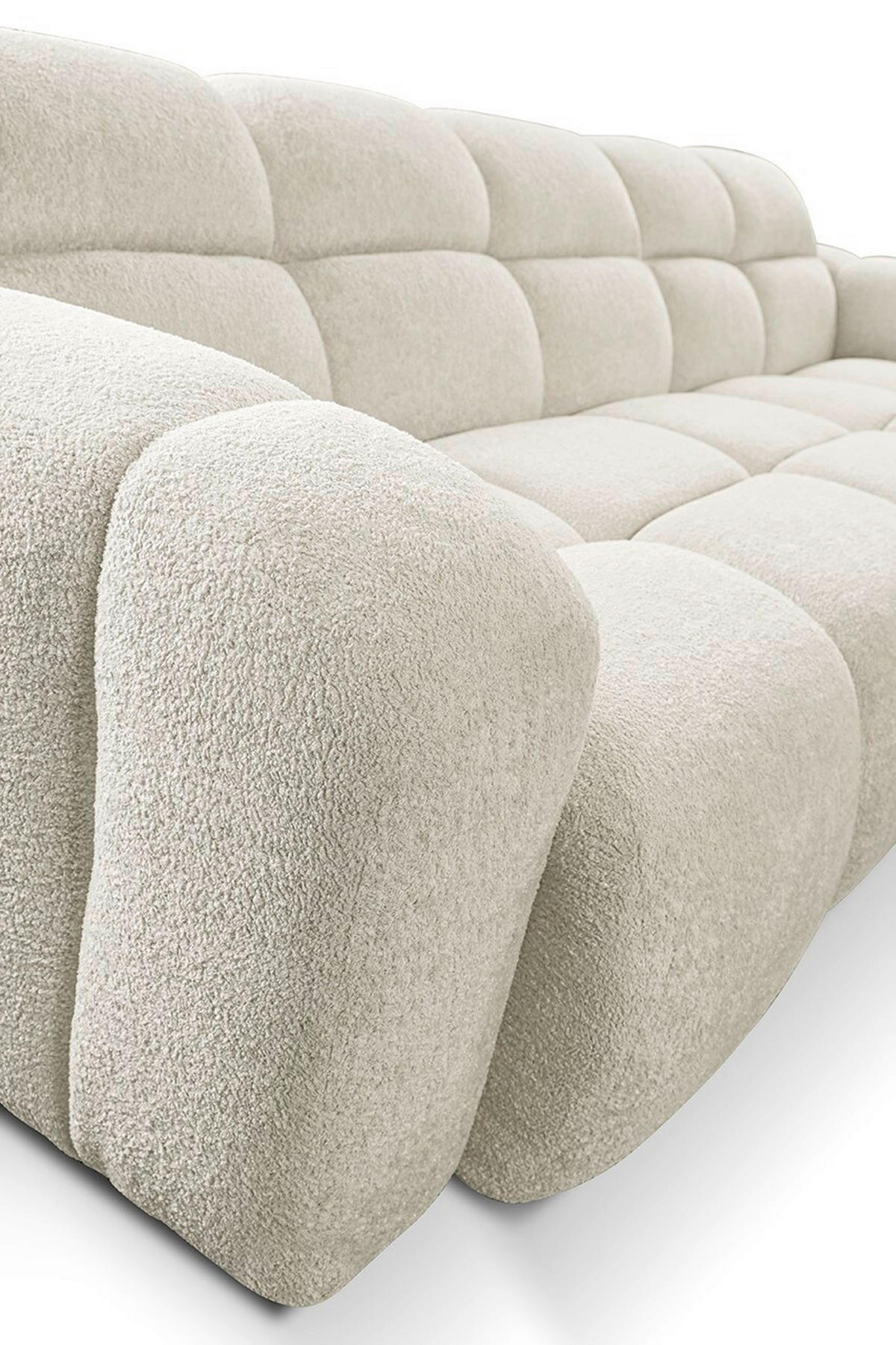ECKSOFA VENTO in Bouclé Creme  255/175 cm  - Creme/Schwarz, Design, Kunststoff/Textil (255/175cm) - MID.YOU