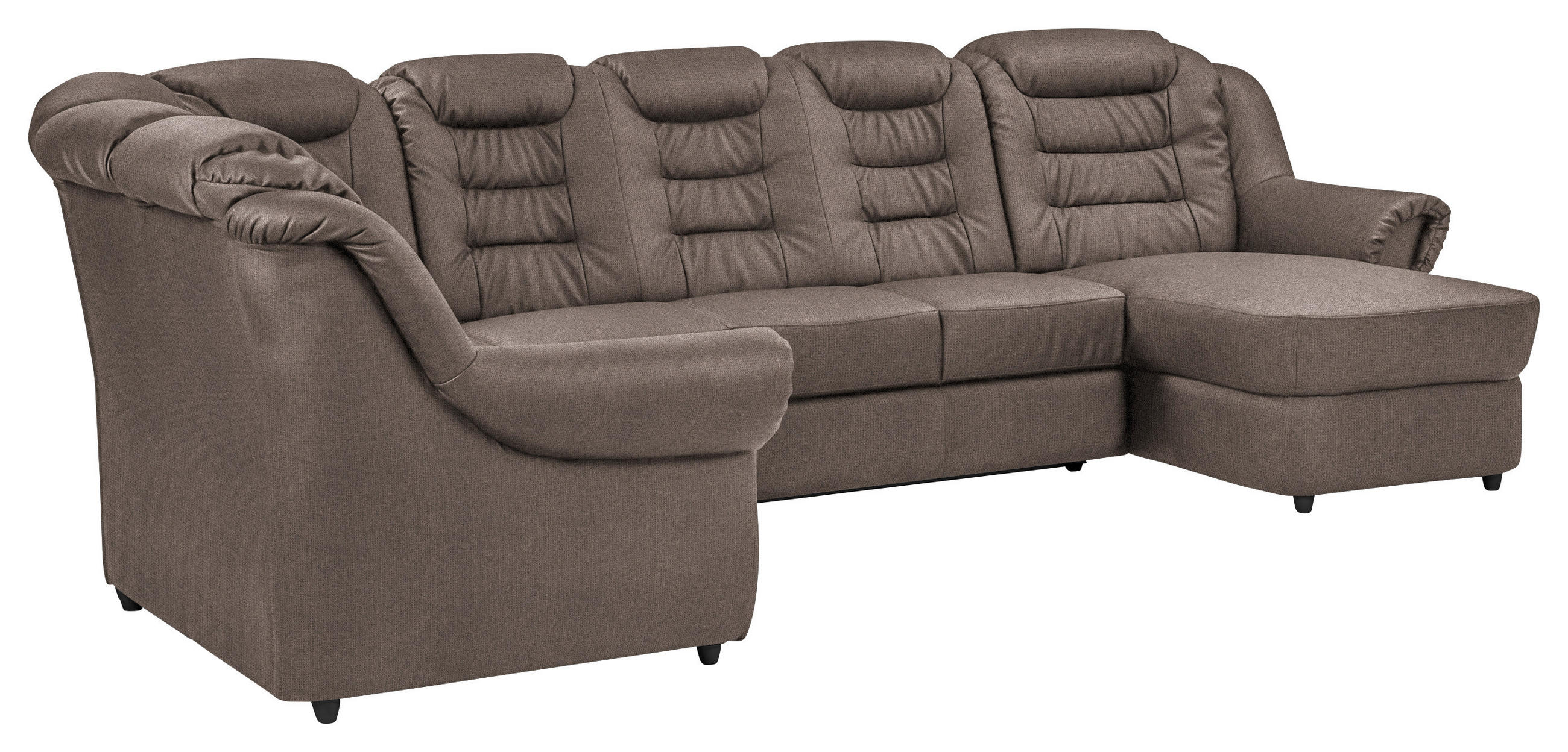 WOHNLANDSCHAFT in Chenille Taupe  - Taupe/Schwarz, KONVENTIONELL, Kunststoff/Textil (216/333/165cm) - Livetastic