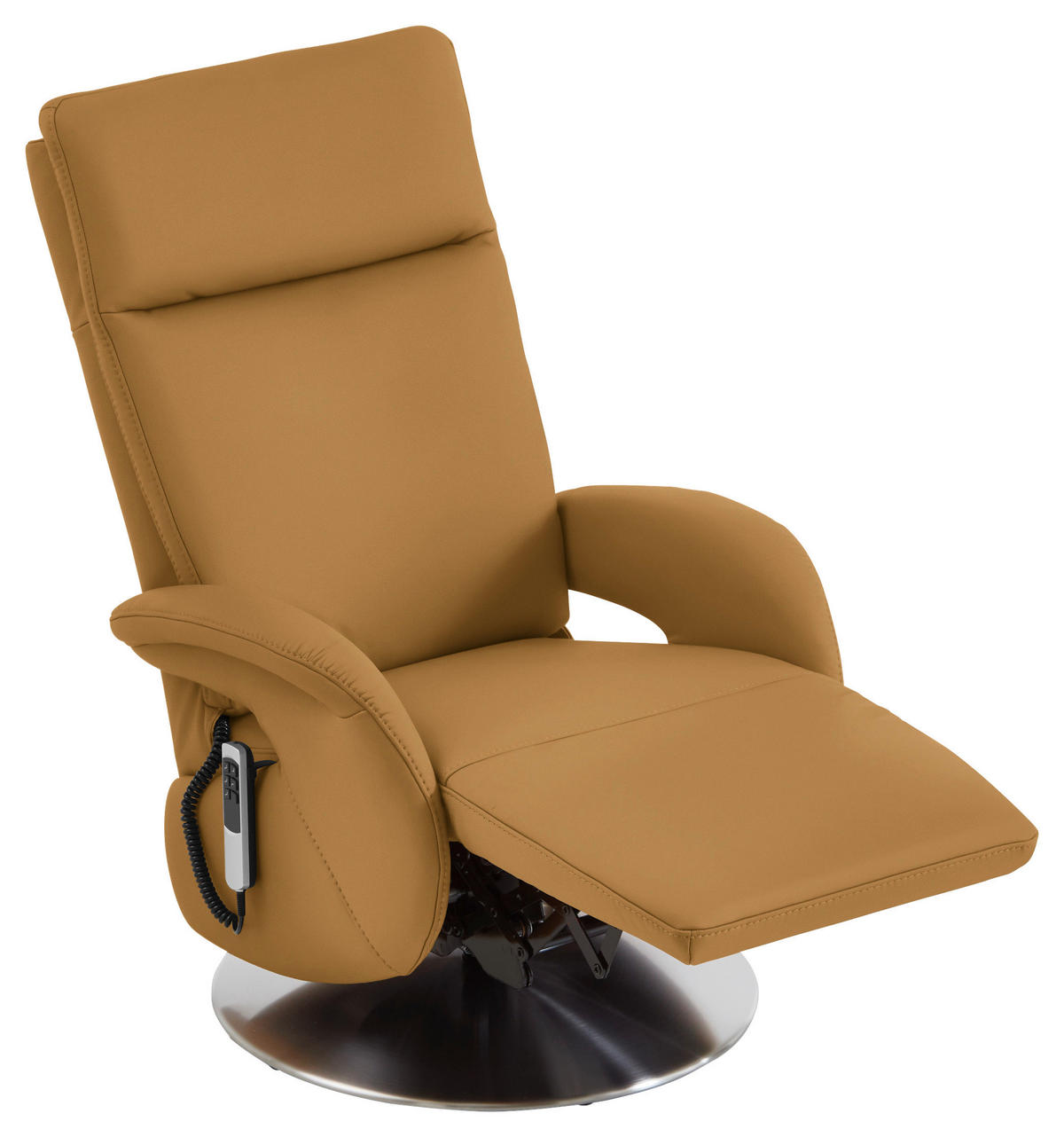 RELAXSESSEL in Leder Cognac  - Edelstahlfarben/Cognac, Design, Leder/Metall (70/108/80cm) - Cantus