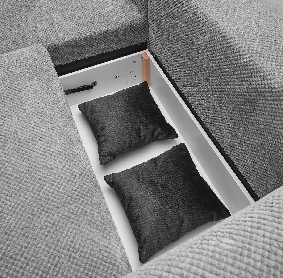 ECKSOFA in Mikrovelours Grau  - Schwarz/Grau, Konventionell, Kunststoff/Textil (240/192cm) - MID.YOU
