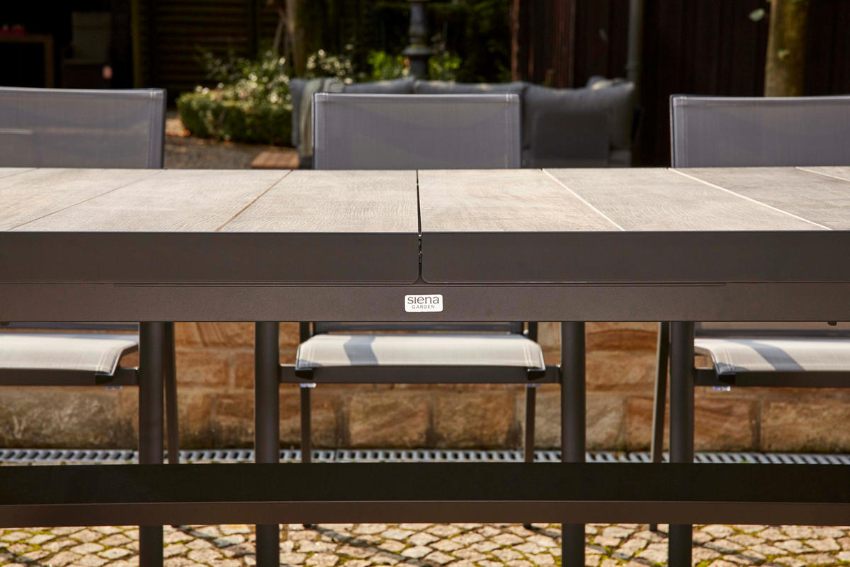 GARTENTISCH 160-200/90/77 cm Metall rechteckig  - Graubraun/Anthrazit, Basics, Keramik/Metall (160-200/90/77cm) - Siena Garden