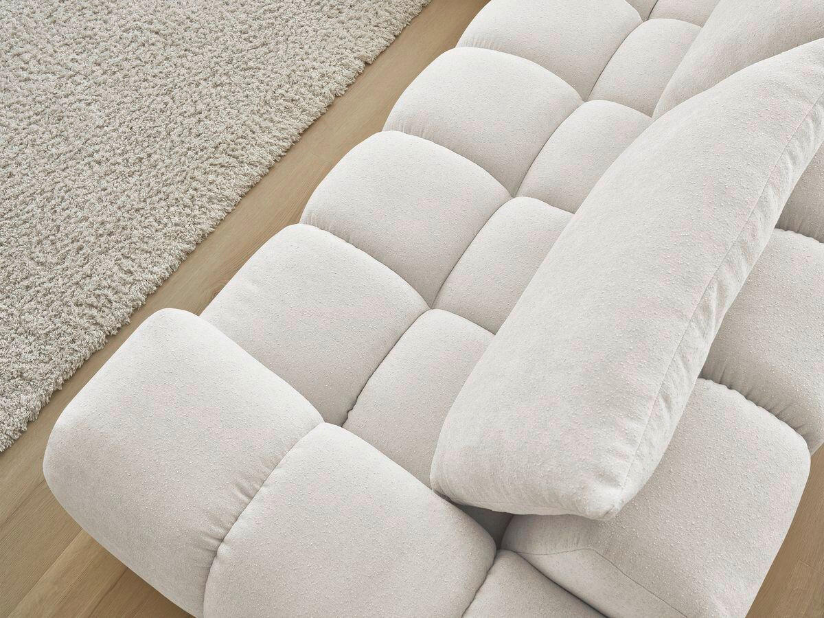ECKSOFA Ottomane links  EVEREST Weiß Struktur  - Schwarz/Weiß, MODERN, Kunststoff/Textil (352/210cm)